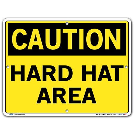 Vestil Sign, Caution, 12.5x9.5", Aluminum, .063, SI-C-43-B-AL-063 SI-C-43-B-AL-063